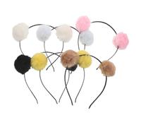 MAGICLULU Diademas de Pompones para Niñas 6 Piezas Colores Dulces (amarillo, Negro, Rosa, Camel) Accesorios Cabello Infantiles Suaves y Cómodas para Fiestas y Uso Diario