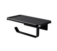 MAGICLULU Estante para Rollo de Papel Higiénico Negro de Aluminio sin Taladro, Porta Pañuelos Multifuncional de Pared, Soporte Resistente y Práctico para Baño y Cocina