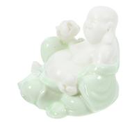 MAGICLULU estatuilla de Buda Maitreya Estatua de de Buda Decoración del hogar Estatua de Buda Interior Zen Adorno Delicado Decoración de Escritorio Interior cerámica Light Green