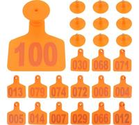 MAGICLULU Etiquetas para Orejas de Vaca 100 Piezas Tpu Naranja con Número, Marcador de Oreja para Ganado y Animales, Resistente y Ligero para Gestión de Rebaños en Granja y Rancho