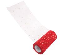 MAGICLULU Falda de Mesa para Fiestas y Bodas de Gasa Roja Lentejuelas Doradas 15 CM X 25 Yardas Falda Decorativa Ligera para Eventos y Decoración de Celebraciones