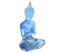 MAGICLULU Figura De Buda De Resina Azul Pan De Oro, Estatua Artesanal Tailandesa Sentada, Decoración Vintage para Hogar y Templo, Adecuado como Obsequio Budista y Adorno Elegante