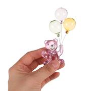 MAGICLULU Figura de Oso de Cristal Decorativa para Escritorio Mini Estatua Coleccionable de Oso Color Rosa Adorno Animal para Decoración del Hogar y Fiestas Pisapapeles Resistente y
