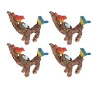 MAGICLULU Figuras de Pájaros de Resina para Colgar en Macetas, Decoración Miniatura para Jardín y Bonsái, Set de 4 Piezas, Accesorios para Micropaisaje y Adornos de Jardín Exterior