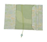 MAGICLULU Funda de Libro Artesanal de Tela Verde, Reutilizable y Ajustable, Bordado Artístico Elegante para Cuadernos A5, Adecuada para Profesores y Compañeros