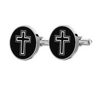 MAGICLULU Gemelos Masculinos de Acero con Diseño Cruzado Negro, Botones Decorativos para Camisa, Accesorios de Ropa Unisex para Eventos Formales y Casuales, 1 Par