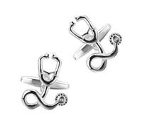 MAGICLULU Gemelos para Hombre de Acero Inoxidable Plata, Diseño de Estetoscopio para Clavo de Manga, Ocasión Formal, Uso Duradero