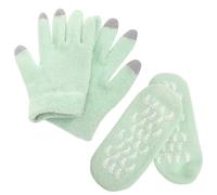 MAGICLULU Guantes de Gel Hidratantes para Manos Secas y Agrietadas, Calcetines de Gel para Pies Secos, Juego Hidratante de Spa para Cuidado Nocturno y Diario, Color Otoño Verde, Talla Única
