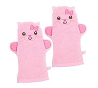 MAGICLULU Guantes Exfoliantes Ducha 2 Piezas Tamaño Grande de Felpa en Color Rosa para Niños y Bebés Diseño de Gato para Baño Corporal y Limpieza Diaria