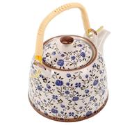 MAGICLULU Hervidor de Agua de Esmalte Capacidad de 1000ml, Resistente al Calor Desgaste, Tetera Elegante para Servir Té en Mesa