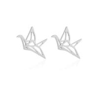 MAGICLULU Joyería de Acero Inoxidable con Pendientes de Grulla de Papel Huecos y Collar Minimalista Plateado para Mujer y Niña Regalo Elegante para Ocasiones Especiales
