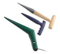 MAGICLULU Juego de 3 Plantadores para Jardín Mango de Madera y Cabezas de Acero Inoxidable y Manganeso, Perforadora Manual para Plantar y Trasplante en Viveros y Huertos