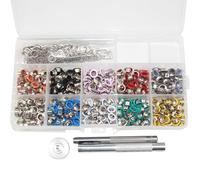 MAGICLULU Juego de 300 Kit de Ojales Metálicos de Latón 6mm Multicolor con 3 Herramientas de Instalación, para Tiendas de Campaña y Cordones de Zapatos, Manualidades DIY