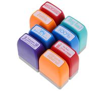 MAGICLULU Juego de 8 Sellos Coloridos para Profesores, Sellos para Trabajos Estudiantiles y Evaluación en Aula, Materiales Escolares Seguros para Fomentar la Participación y Motivación