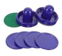 MAGICLULU Juego de Accesorios para Hockey sobre Hielo de Mesa Discos de Hockey de Plástico de 64Mm Azul Empujadores de 96Mm Azul 2 Paletas y 2 Protectores de Fieltro Repuestos para