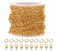 MAGICLULU Juego de Cadena para Hacer Joyas con Cierres de Langosta, Cadena de Metalurgia de Cruz Gruesa en Color Dorado, Kit para Collar y Pulsera Diy, Extensores y Anillos para Bisutería