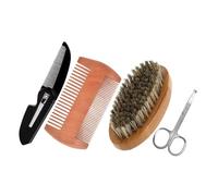 MAGICLULU Kit Cuidado Barba Para Hombres Peine De Madera Cepillo De Cerdas Suaves Tijeras Para Bigote Peine De Madera Para Barba Para Afeitado y Peinado Casa
