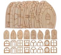 MAGICLULU Kit de 64 Puertas y Ventanas de Madera para Jardín de Cuento de Hadas Adecuado para Decoración y Juegos Creativos Infantiles