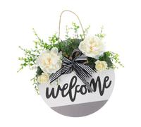 MAGICLULU Letrero para Puerta de Granja Colgante, Decoración de Porche y Jardín, Placa de Bienvenida de Tamaño Mediano en Madera, Color Natural, Adecuado para Decoración Exterior y Balcón,