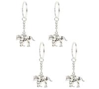 MAGICLULU Llavero de Metal Forma de Carreras de Caballos, Aleación de Zinc, Color Plata, 4 Piezas, Diseño Creativo y Realista, Accesorio Decorativo para Llaves