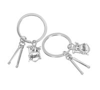 MAGICLULU Llavero Diseño Único , Fácil de Llevar de Percusión en Aleación de Zinc Plata 2piezas para Músicos y Amantes Música Adecuado para Colección de Banda de Rock