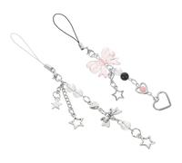 MAGICLULU Llavero Pequeño Colgante de Lazo y Corazón, 2 Piezas para Decoración de Teléfono y Llaves, Amuletos Creativos para Móvil y Accesorios de Bolso, Color Rosa y