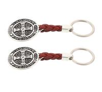 MAGICLULU Llavero Religioso de Metal Colgante Cruz Negro, Pack 2 Unidades, Charm para Bolso y Mochila, Accesorio Decorativo para Llaves y Uso Diario