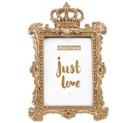 MAGICLULU Marco de Fotos Estilo Retro Europeo 7 Pulgadas Adorno Dorado Decorativo, Marco de Escritorio Creativo para Decoración del Hogar, Adorno Portafotos Único para Sala Estilo Aleatorio