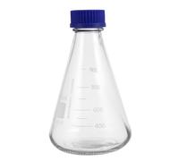 MAGICLULU Matraz Cónico de Vidrio con Tapa Azul Graduado Botella Reactivo Laboratorio Químico Precisión Segura para Educación y Uso Profesional