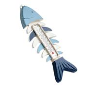 MAGICLULU Nautical Fish Bone Temperature Gauge Wooden Wall Decor Coastal Mediterranean Style For Patio Garden Indoor Outdoor Beach Theme Art