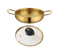 MAGICLULU Olla de Acero Inoxidable Dorada con Doble Asa y Tapa, Fácil de Llevar y Verter, Adecuado para Cocinar Ramen Coreano y Fideos en Cocina Moderna