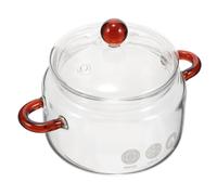 MAGICLULU Olla Multiusos de Vidrio Resistente al Calor de 450ml con Diseño de Doble Asa para Cocinar Verduras y Fideos en Hogares Pequeños