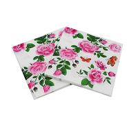 MAGICLULU Paquete de 20 Servilletas de Papel Desechables con Estampado de Rosas para Fiestas Bodas Cumpleaños Decoración del Hogar