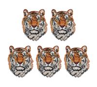 MAGICLULU Parche de cabeza de tigre, decoración botánica, ropa vintage, 5 unidades, parches de poliéster, insignias bordadas, calcomanías decorativas, parches de mochila