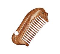 MAGICLULU Peine de Madera de Sándalo Natural con Diseño de Pez Antiestático de Dientes Gruesos Pequeño para Mujer para Uso Casa o Viaje
