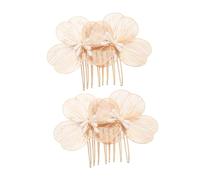 MAGICLULU Peinetas Pelo de Novia Doradas 2 Pcs, Flores Barrocas Hechas a Mano, Accesorios para Dama de Honor, Tocado Elegante para Boda y Eventos Formales