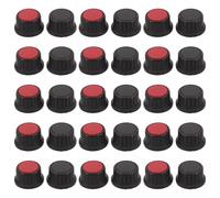 MAGICLULU Perillas de Potenciómetro Rotatorias para Guitarra Eléctrica 28x15,5 Mm, 30 Unidades Negro y Negro Rojo, Perillas de Control de Tono y Volumen para Mezclador y Altavoz