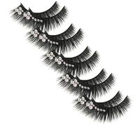 MAGICLULU Pestañas Postizas Negras de Fibra Sintética para Mujer, 5 Pares, Efecto Volumen y Longitud, Ideales para Presentaciones de Baile y Maquillaje Escénico