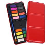 MAGICLULU Pintura de Acuarela con Caja de Hierro 18 Colores Acuarela Sólida en Pastillas con Pincel para Dibujo y Manualidades Artistas y Principiantes