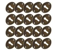MAGICLULU Placa Ovalada Decorativa Vintage para Cerradura de Muebles, 20 Piezas de Hierro Acabado Bronce Antiguo, Inserto Protector para Puertas de Armarios y Cajones, Accesorio Funcional