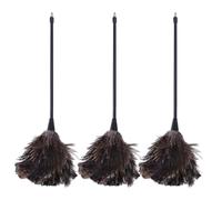 MAGICLULU Plumero de Plumas de Avestruz Negro de 3 Piezas Mango Largo de Plástico, Antideslizante Limpieza Diaria del Hogar y Eliminación de Polvo