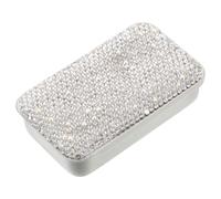 MAGICLULU Porta Hilo Dental de Bolsillo Metálico con Gemas de Imitación, Estuche Deslizante Compacto para Almacenamiento de Palillos de Hilo Dental, Accesorio Portátil para Cuidado Bucal