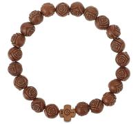 MAGICLULU Pulsera Cruzada de Cuentas de Madera para Hombre y Mujer, Color Café, Pulsera Religiosa Rosario Cruz, Accesorio Vintage de Fe, Joyería Espiritual Ajustable para Uso Diario
