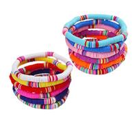 MAGICLULU Pulsera Elástica de Arcilla Polimérica Multicolor 6mm, Conjunto de 12 Piezas Bohemias para Mujer, Pulseras de Cuentas Planas Ideales para Playa y Verano