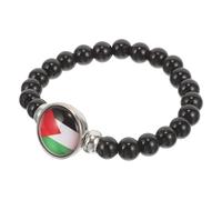 MAGICLULU Pulsera Palestina Ajustable con Bandera Pulsera de Cuentas Negra Unisex Accesorio Elástico Hecho Mano para Uso Diario y Regalo Patriótico