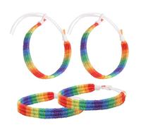 MAGICLULU Pulseras Estilo Casual Tejidas de 4 Piezas Ajustables de Arcoíris Cuerda de Tela y Diseño Delicado para Amistad Unisex para Uso Diario