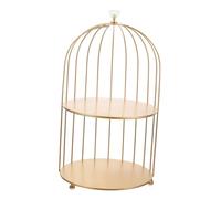 MAGICLULU Rack de Almacenamiento de Hierro Dorado Cuentas, Doble Capa y Forma de Jaula para Exhibición de Postres y Maquillaje en Celebraciones