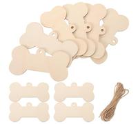 MAGICLULU Recortes de Huesos de Perro Madera 5X10 CM Set 24 Piezas Agujero para Colgantes y Etiquetas Decorativas para Manualidades en Hogar y Escuela
