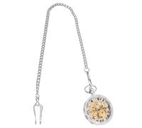 MAGICLULU Reloj de Bolsillo Diseño Hueco y Cuerda Manual Mecánico Vintage de Aleación Plata Fácil de Leer y Usable como Collar para Hombre