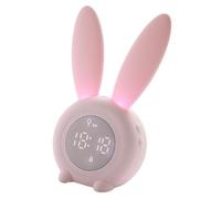 MAGICLULU Reloj Despertador LED Conejo Pequeño Rosa con Luz Nocturna, Silencioso, Función Repetición Vibración, Batería Recargable USB para Niños y Dormitorio, Reloj Digital Decorativo